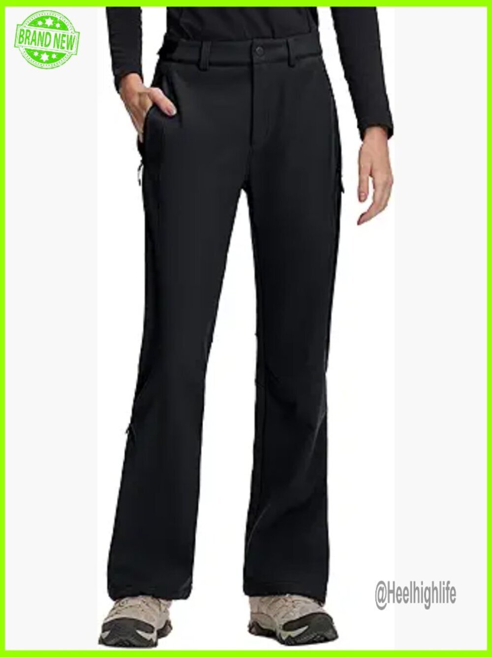 Large Fleece Lined Winter Hiking Pants Water Resistant Insulated Softshell